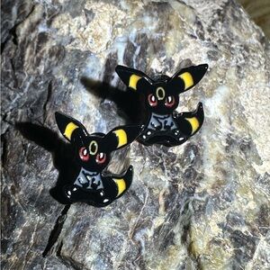 3 For $35 Pokemon Umbreon Stainless Steel Enameled Stud Character Earrings